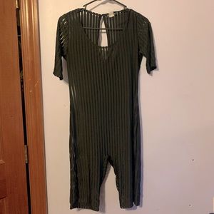 Black see-through mesh fitted tight romper